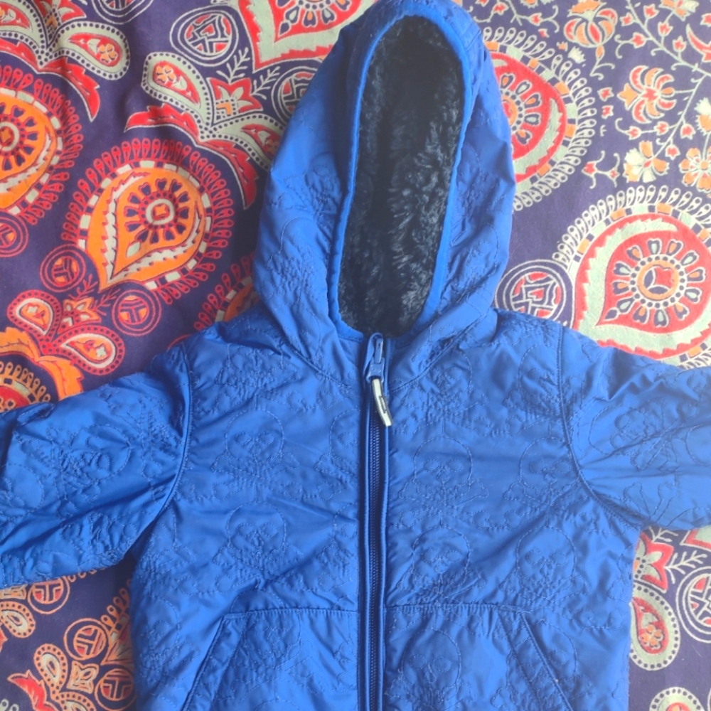 BabyGap reversible coat with skull and cross bone embroidery. 12-18 months